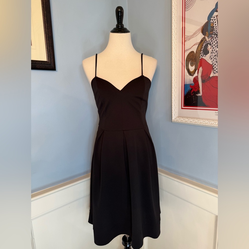 Modcloth "Happy as a Clambake" Fit and Flare Pleated Dress Black Sz L